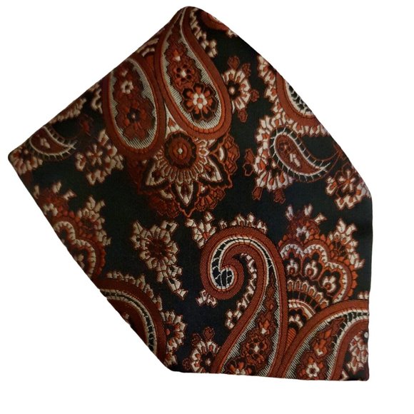 Vintage Other - Paisley Embroidered Tie Green Classic Necktie Retro Boho Pointed Casual Formal